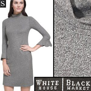 Gray Shimmer Flutter Sleeve Sheath Dress 🪞